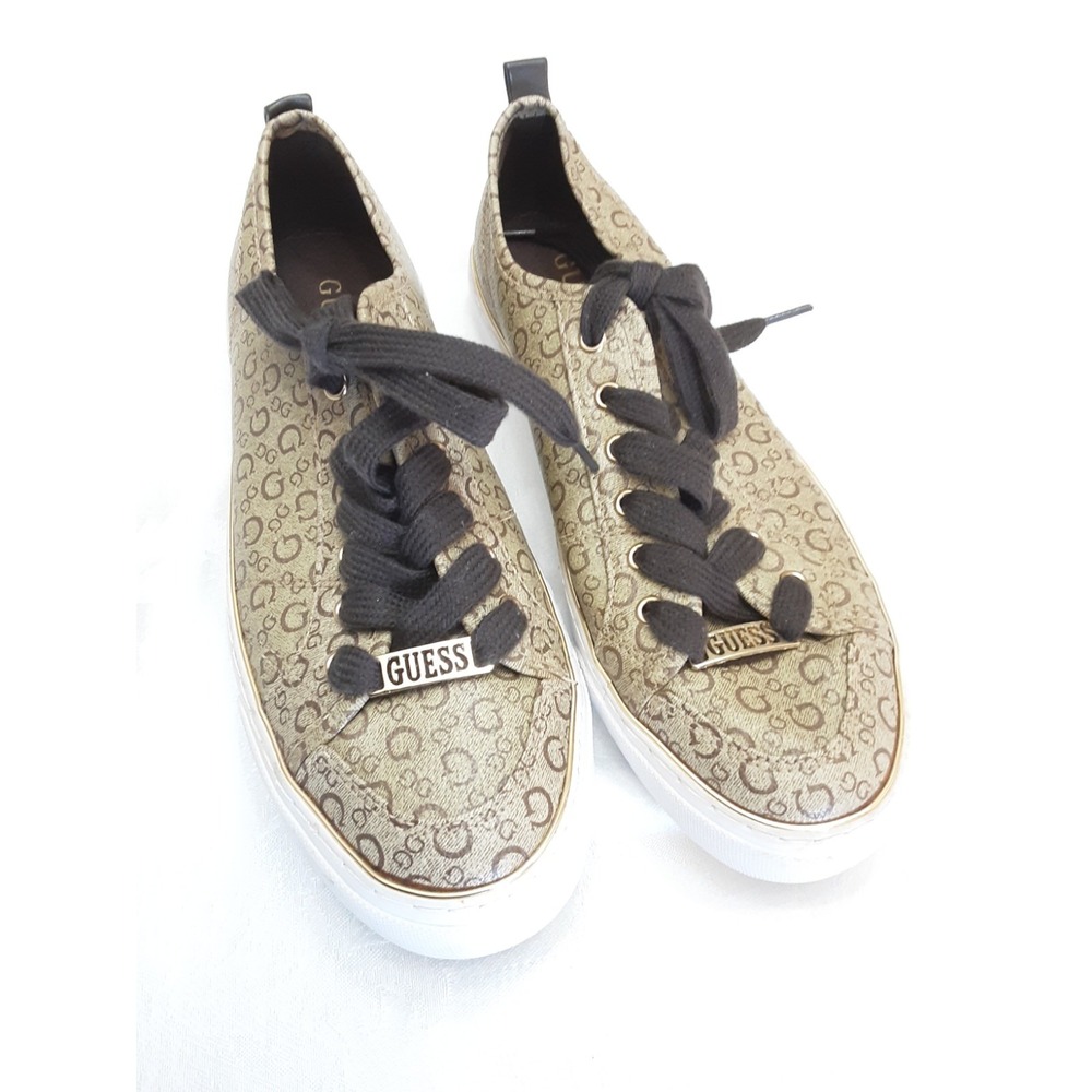 GUESS Sneakers Tennis Shoes Low Top Women Size 8.5 M Allover Logo